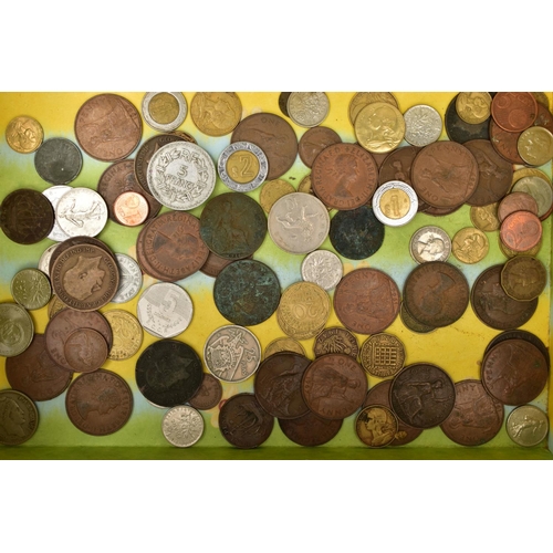 112 - A SHOE BOX CONTAINING MIXED COINAGE TO INCLUDE: a Royal British Legion 2012 Jubilee Poppy coin, a 19... 