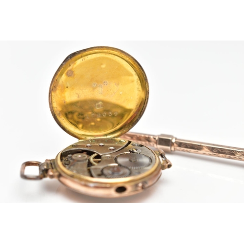 15 - A 9CT GOLD WATCH HEAD AND A PROPELLING PENCIL, the watch featuring a round white dial, Arabic numera... 