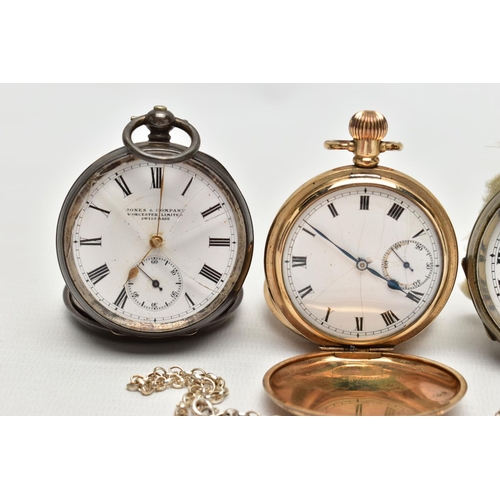 26 - A COLLECTION OF FOUR POCKET WATCHES, to include an open face Simpsons (Brighton) Ltd key wound, whit... 