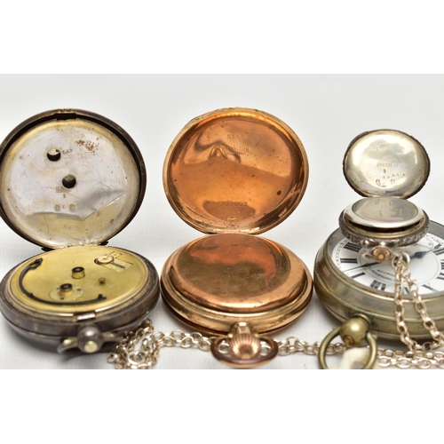 26 - A COLLECTION OF FOUR POCKET WATCHES, to include an open face Simpsons (Brighton) Ltd key wound, whit... 