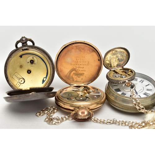 26 - A COLLECTION OF FOUR POCKET WATCHES, to include an open face Simpsons (Brighton) Ltd key wound, whit... 