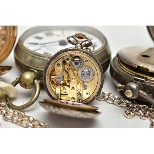 26 - A COLLECTION OF FOUR POCKET WATCHES, to include an open face Simpsons (Brighton) Ltd key wound, whit... 