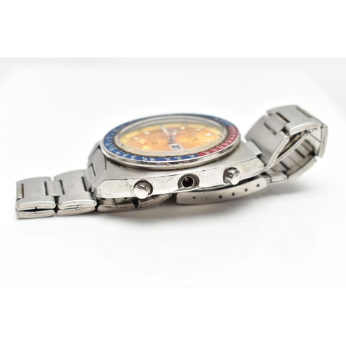 40 - A 'SEIKO' WRISTWATCH, automatic movement, round yellow dial, signed 'Seiko chronograph automatic', b... 