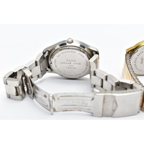 41 - TWO WRISTWATCHES, the first an Avia gents wristwatch, fitted with a stainless steel bracelet and fol... 