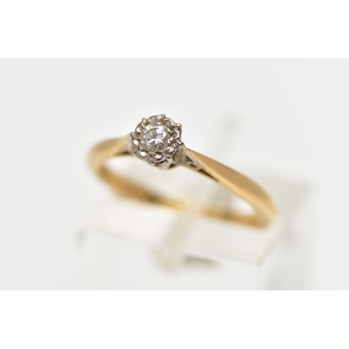 5 - A MID 20TH CENTURY DIAMOND RING, a single round brilliant cut diamond, approximate diamond weight 0.... 