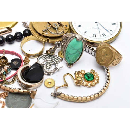 79 - A SELECTION OF COSTUME JEWELLERY, to include a silver tapered band ring, hallmarked 925 silver Birmi... 