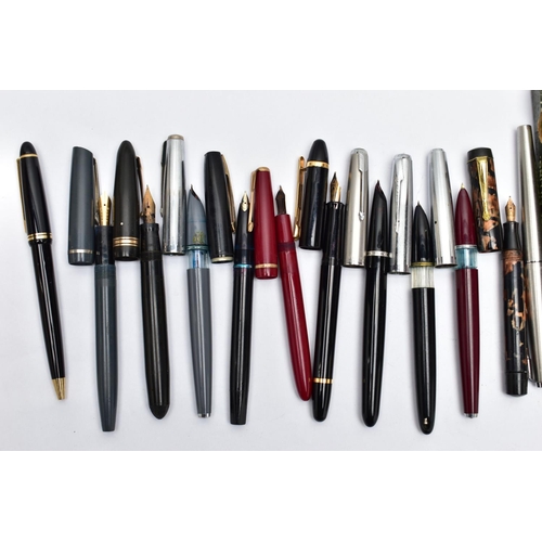 90 - A SELECTION OF MAINLY FOUNTAIN PENS, names to include a 'De La Rue' pen nib stamped 14c, with box an... 