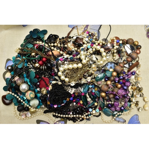 97 - A SELECTION OF COSTUME JEWELLERY, to include predominantly beaded necklaces, imitation pearl necklac... 