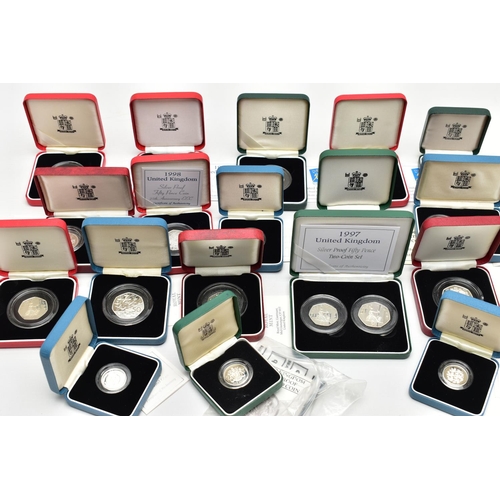 1 - A GROUP OF ROYAL MINT SILVER PROOF UK BOXED COINS, to include a 1992-93 Silver proof Piedfort Presid... 