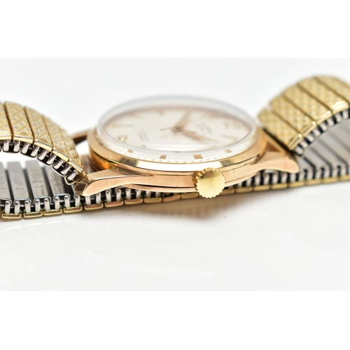 118 - A 9CT GOLD RECORD DE LUXE WRISTWATCH, manual wind (needs attention), round white dial signed Reco... 