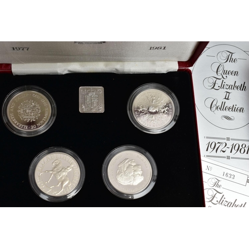 14 - A ROYAL MINT QUEEN ELIZABETH II 1972-1981 SILVER PROOF CROWN COLLECTION, of four silver proof coins,... 