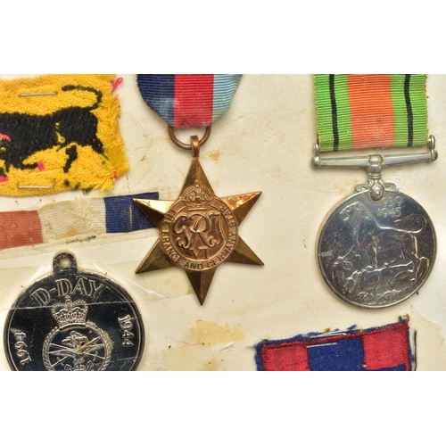 163 - GLAZED FRAME OF WW2 MEDALS, 1939-45, France & Germany Stars, Defence & War Medal, together with  fou... 