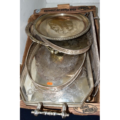 167 - TWO BOXES OF ASSORTED WHITE METAL TABLEWARE, to include a selection of white metal and plated servin... 