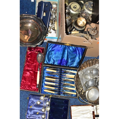 168 - A LARGE COLLECTION OF CASED CUTLERY AND ASSORTED TABLEWARE, to include a cased set of six 'EPNS' cak... 