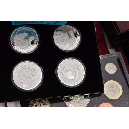 174 - A BOX OF COINS AND COMMEMORATIVES TO INCLUDE  a HRH Prince Louis 1 ounce Silver Medal 23 April 2018,... 