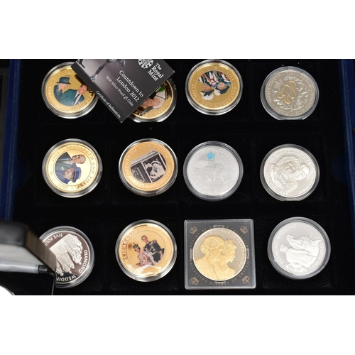 174 - A BOX OF COINS AND COMMEMORATIVES TO INCLUDE  a HRH Prince Louis 1 ounce Silver Medal 23 April 2018,... 