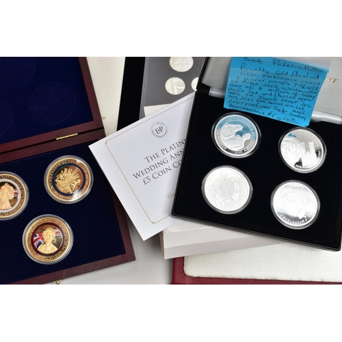 174 - A BOX OF COINS AND COMMEMORATIVES TO INCLUDE  a HRH Prince Louis 1 ounce Silver Medal 23 April 2018,... 