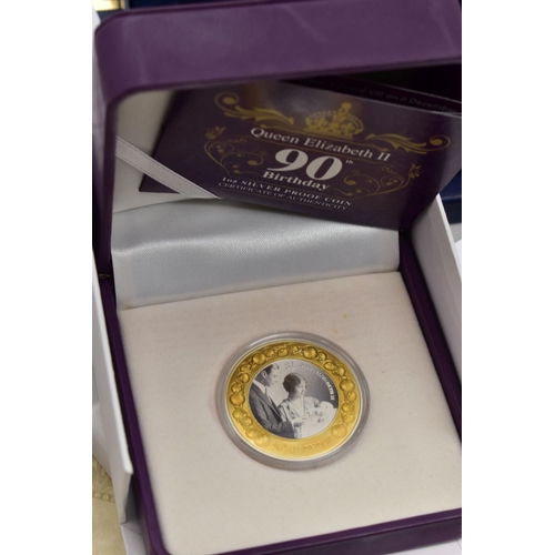 175 - A BOX OF COINS AND COMMEMORATIVES TO INCLUDE, 9x  HISTORY of the RAF SILVER PROOF Coins all with his... 