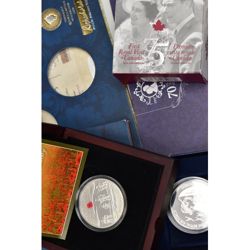 175 - A BOX OF COINS AND COMMEMORATIVES TO INCLUDE, 9x  HISTORY of the RAF SILVER PROOF Coins all with his... 