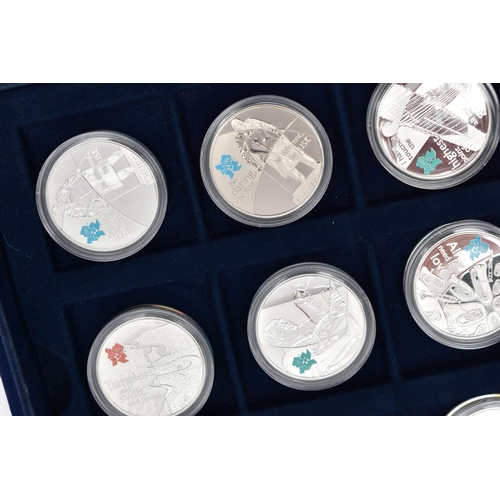 176 - AN OFFICIAL ROYAL MINT UK £5 SILVER PROOF COLLECTION OF 12X LONDON 2012 CROWN SIZE COINS ALL WITH In... 