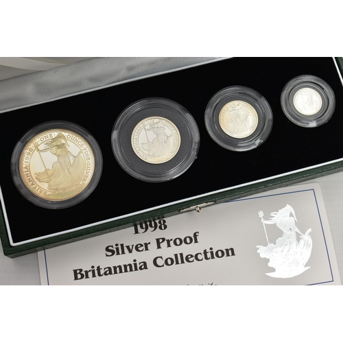 18 - A  ROYAL MINT BRITANNIA 1997 AND 1998 SILVER PROOF COLLECTIONS OF COINS, £2, £1, 50P, and 20p silver... 