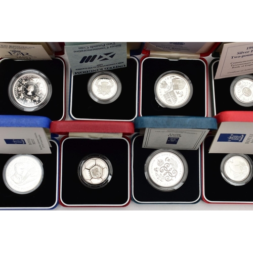 2 - A GROUP OF SILVER AND SILVER PROOF ROYAL MINT BOXED COINAGE, to include a Two pounds 1989 Silver Pie... 