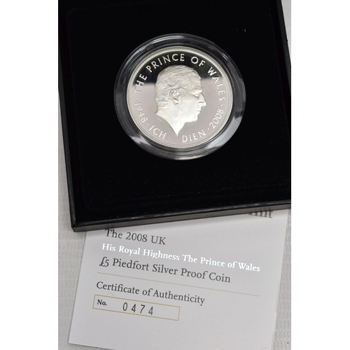 28 - ROYAL MINT 2008 PAIR OF PIEDFORT SILVER PROOF BOXED COINS, HRH Prince of Wales Birthday £5 Together ... 