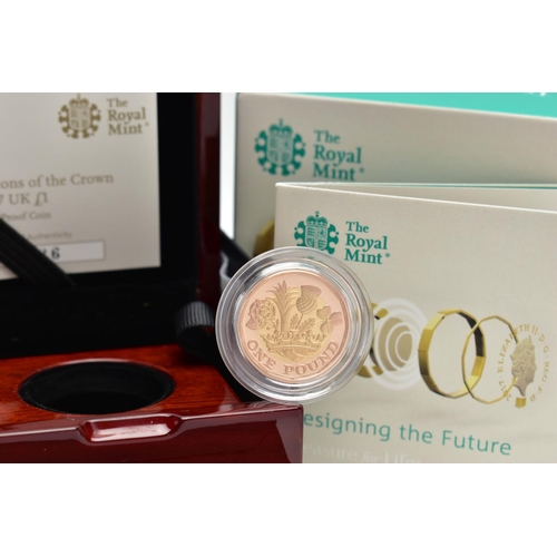 38 - A ROYAL MINT DESIGNING THE FUTURE NATIONS OF THE CROWN GOLD PROOF ONE POUND COIN, 22ct, 0.916 fine r... 