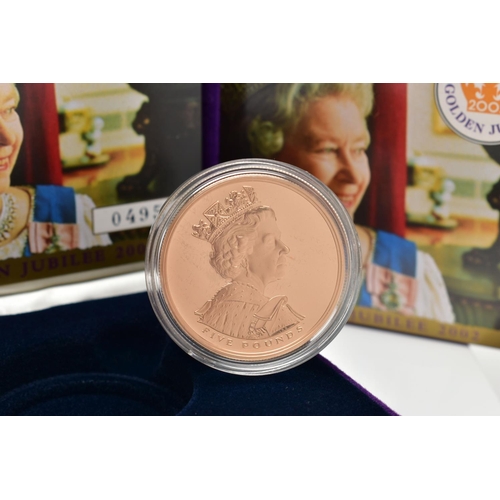 40 - A ROYAL MINT QUEEN ELIZABETH II 2002 GOLD PROOF FIVE POUNDS JUBILEE COIN, 38.61mm, 39.94 grams, issu... 