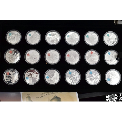 5 - A CASED DISPLAY BY THE ROYAL MINT (A Celebration of Britain) 18 Silver proof series coins for the Lo... 