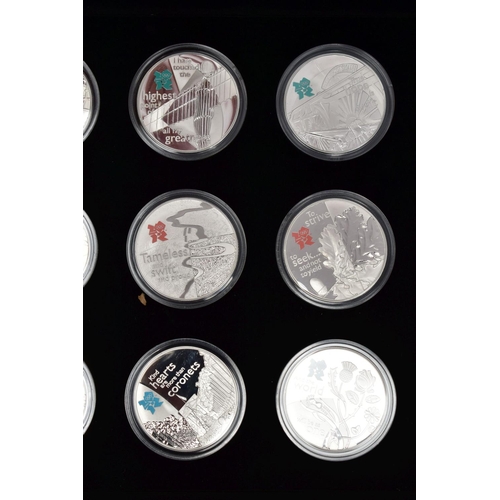 5 - A CASED DISPLAY BY THE ROYAL MINT (A Celebration of Britain) 18 Silver proof series coins for the Lo... 