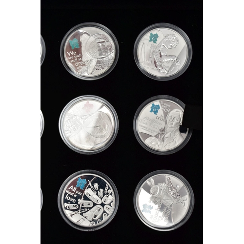 5 - A CASED DISPLAY BY THE ROYAL MINT (A Celebration of Britain) 18 Silver proof series coins for the Lo... 