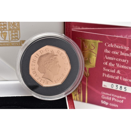 50 - A ROYAL MINT 2003 GOLD PROOF 50P COIN, celebrating the one hundredth anniversary of the Womens Socia... 