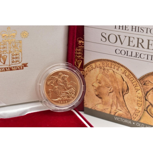 51 - A ROYAL MINT VICTORIA VEILED HEAD, 'THE HISTORIC SOVEREIGN COLLECTION' COIN, dated 1895, 22.05mm, 7.... 