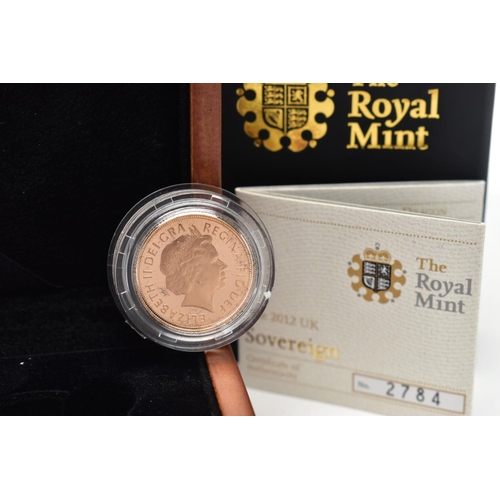 54 - A ROYAL MINT 2012 UNITED KINGDOM PROOF SOVEREIGN COIN,New Reverse Design by Paul Day for the Queens ... 