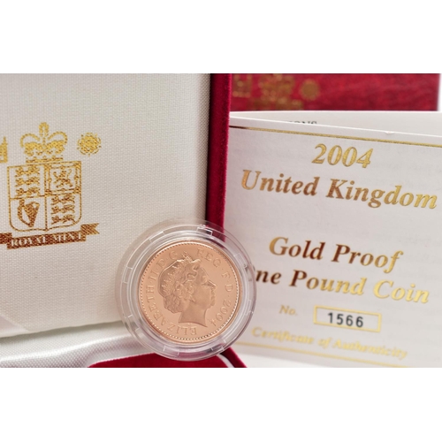 56 - A ROYAL MINT 2004 UNITED KINGDOM GOLD PROOF ONE POUND COIN, 19.619 grams, 22.50mm, 916.7 carat gold,... 