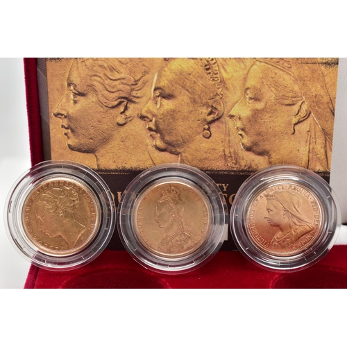 58 - A ROYAL MINT 'HER MAJESTY QUEEN VICTORIA SOVEREIGN PORTRAIT COLLECTION, containing three sovereign c... 