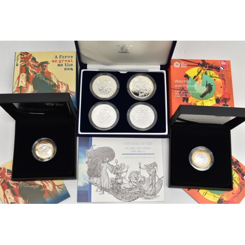 6 - A BRITANNIA ONE OUNCE FOUR COIN SET OF COINS, to include 1999,2001,2002,2003 silver and silver proof... 