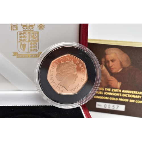 68 - A ROYAL MINT 2005 UNITED KINGDOM GOLD PROOF 50P COIN, celebrating the 250th anniversary of Samuel Jo... 