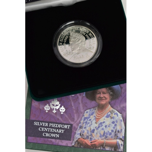 7 - A GROUP OF ROYAL MINT SILVER PIEDFORT PROOF BOXED COINS, to include a Queen Mother silver proof pied... 