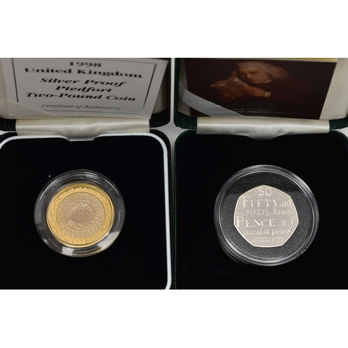 7 - A GROUP OF ROYAL MINT SILVER PIEDFORT PROOF BOXED COINS, to include a Queen Mother silver proof pied... 