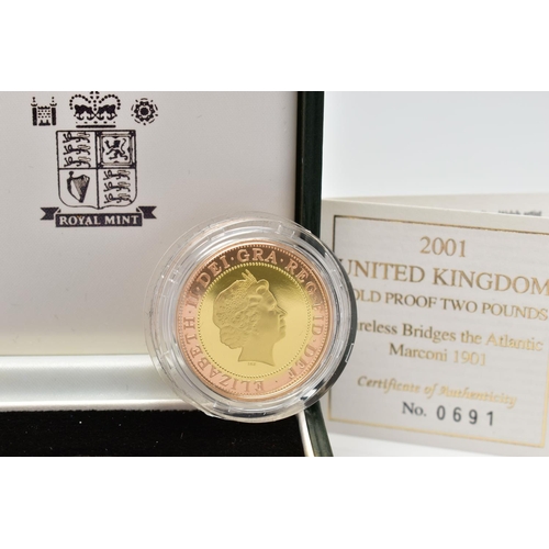 70 - A ROYAL MINT UNITED KINGDOM GOLD PROOF TWO POUND COIN, Wireless Bridges the Atlantic Marconi 1901, 2... 