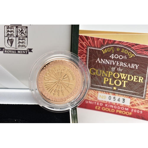 72 - A ROYAL MINT 1605-2005 GOLD PROOF TWO POUND COIN, celebrating the 400th anniversary of the Gunpowder... 