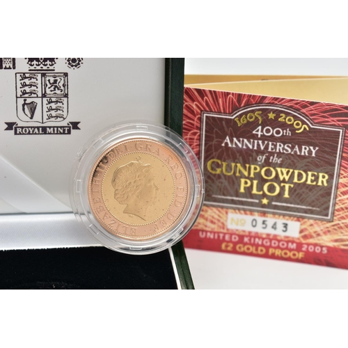 72 - A ROYAL MINT 1605-2005 GOLD PROOF TWO POUND COIN, celebrating the 400th anniversary of the Gunpowder... 