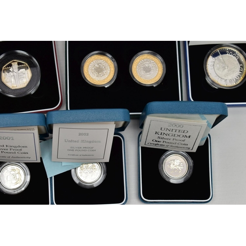 8 - A COLLECTION OF ROYAL MINT UK SILVER PROOF COINAGE, to include a 1997-1998 Two coin silver proof set... 