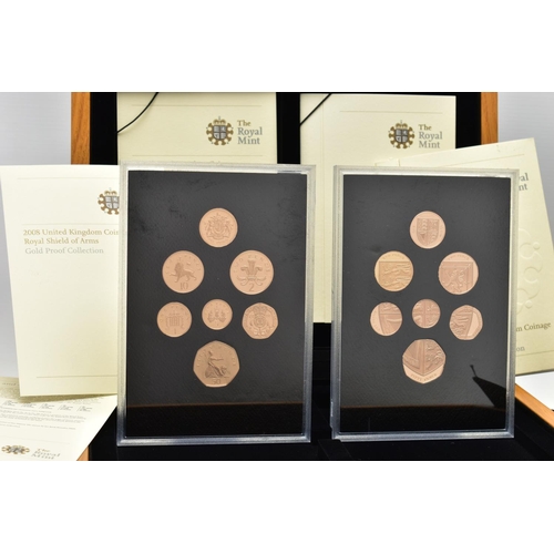 82 - A ROYAL MINT 2008 UK COINAGE SHIELD OF ARMS GOLD PROOF COLLECTION AND A 2008 UNITED KINGDOM ROYAL SH... 