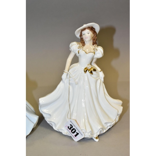 301 - THREE ROYAL WORCESTER AND ROYAL DOULTON FIGURINES, comprising Royal Worcester Congratulations 'Golde... 