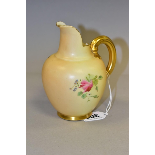 306 - A ROYAL WORCESTER BLUSH IVORY JUG, of flat sided form, decorated with floral sprays, pattern no. 109... 