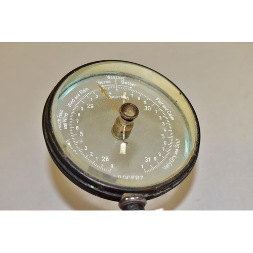 307 - A CP GOERZ BERLIN ANEROID DESK BAROMETER, having a glass face with white dial, with painted black me... 