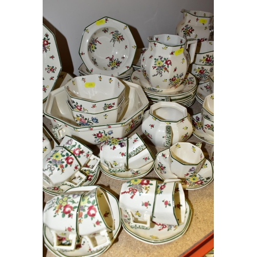 331 - A LARGE QUANTITY OF ROYAL DOULTON 'OLD LEEDS SPRAYS' PATTERN DINNER WARE, comprising a bread and but... 